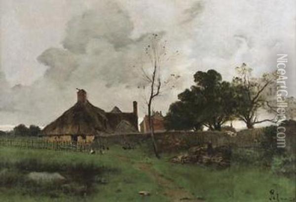Landschaft Mit Bauernhof. Oil Painting - Leon Germain Pelouse