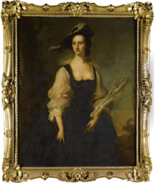 Portrait Of Millicent Mundy, Mrs French Oil Painting - Josepf Wright Of Derby