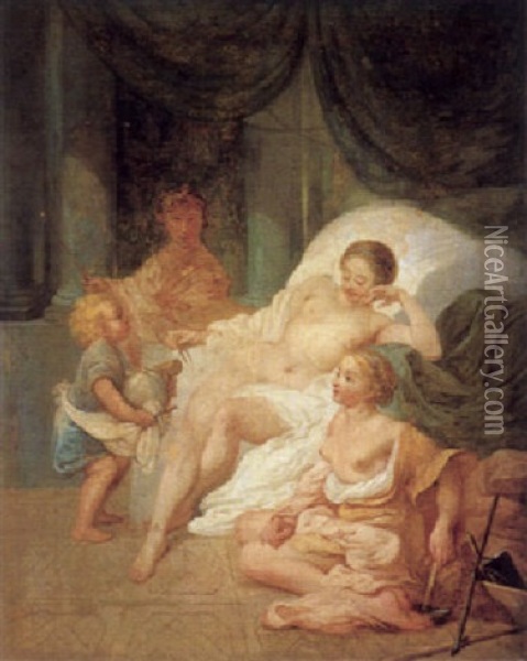 Allegorie Der Malerei, Bildhauerei Und Architektur Oil Painting - Jean-Honore Fragonard