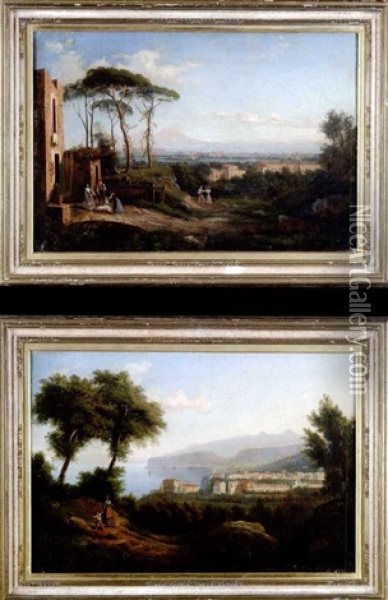 Blick Auf Den Golf Von Neapel Oil Painting - Consalvo Carelli