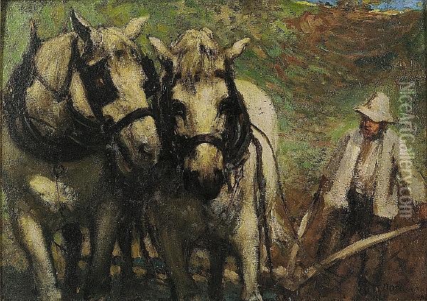 The Ploughing Team Oil Painting - Arthur David Mccormick