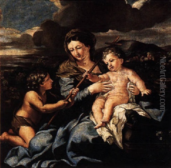 The Madonna And Child With Saint John The Baptist Oil Painting - Pietro da Cortona