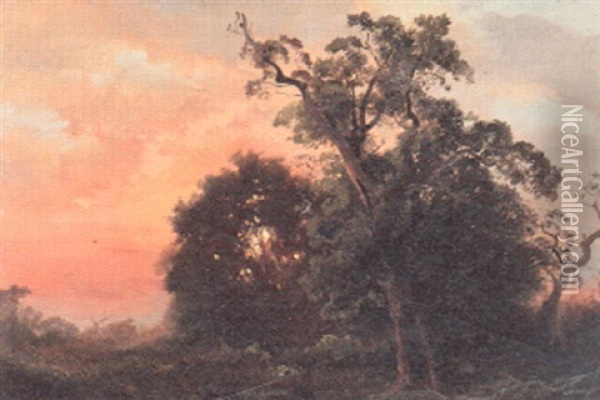 Eichenhain Im Sonnenuntergang Oil Painting - Carl Maria Nicolaus Hummel