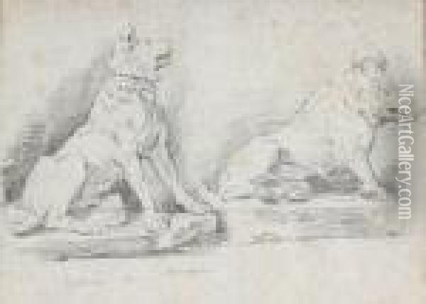 Etude De Deux Sculptures Antiques Oil Painting - Jean-Honore Fragonard