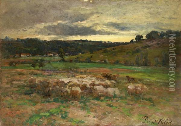 Le Troupeau De Moutons Oil Painting - Auguste Prevot-Valeri