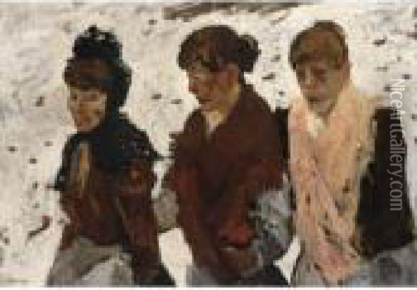 Girls In The Snow Oil Painting - George Hendrik Breitner
