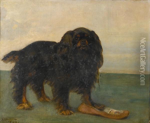 A King Charles Spaniel Oil Painting - Frances C. Fairman