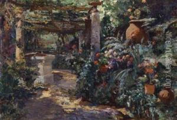 Garden Landscape In The South Oil Painting - Leo Von Littrow