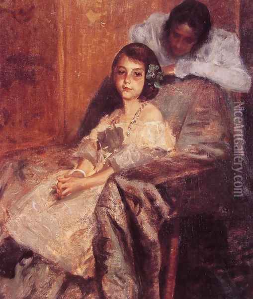 Dorothy And Her Sister2 Oil Painting - William Merritt Chase