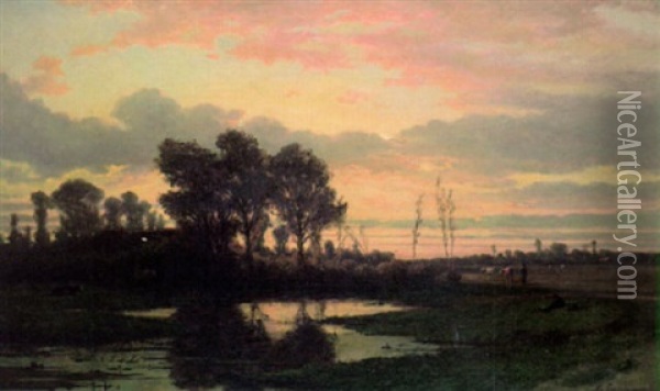 Ilta-aurinkoa Oil Painting - Adrianus van Everdingen