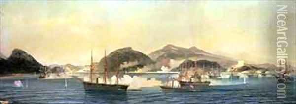 The Second Battle of Shimonoseki Oil Painting - Jean Baptiste Henri Durand-Brager