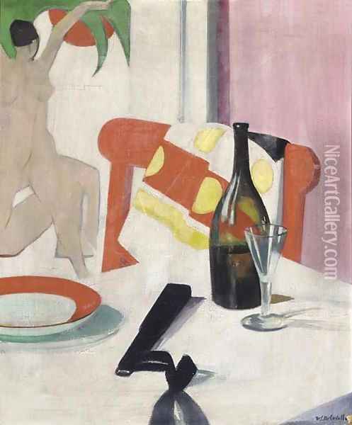The red chair, circa 1923-1925 Oil Painting - Francis Campbell Boileau Cadell