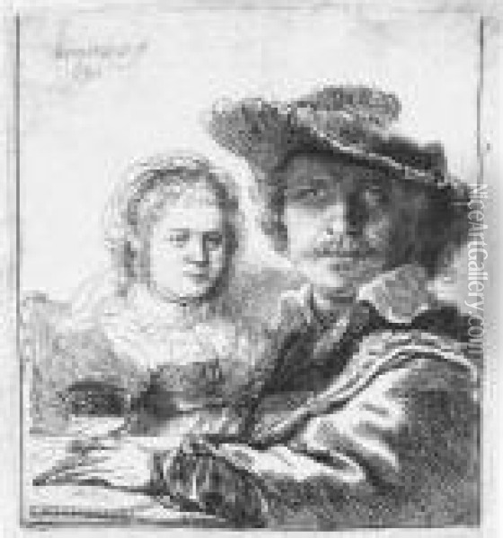 Self-portrait With Saskia Oil Painting - Rembrandt Van Rijn
