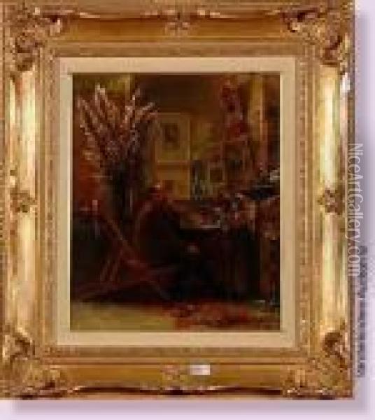 Emile Verhaeren Dans Son Cabinet D'etude Oil Painting - Victor Gilsoul