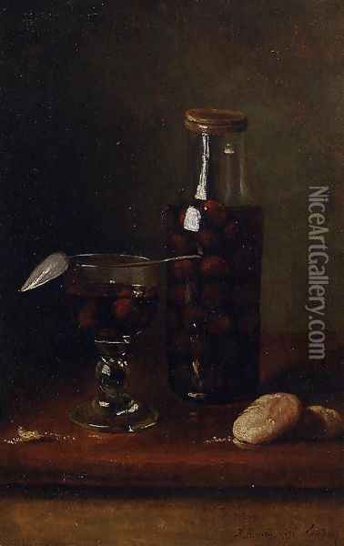 Still Life with Jar of Cherries Oil Painting - Francois Bonvin