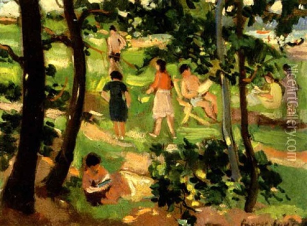 Central Park Oil Painting - George Benjamin Luks