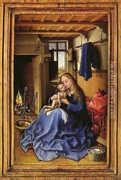 Virgin and Child in an Interior c. 1435 Oil Painting - Robert Campin