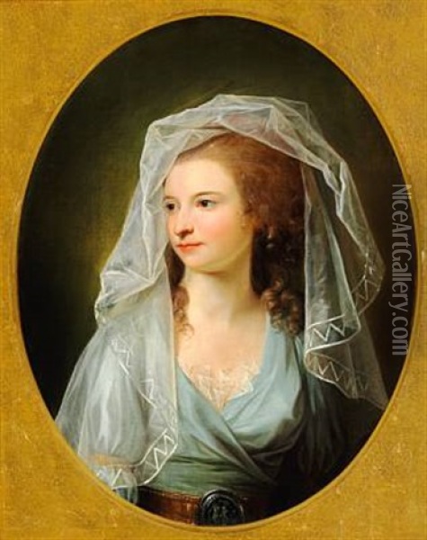 Portrait Af Maria Helena Kortright, Nee Hendrickson Oil Painting - Jens Juel