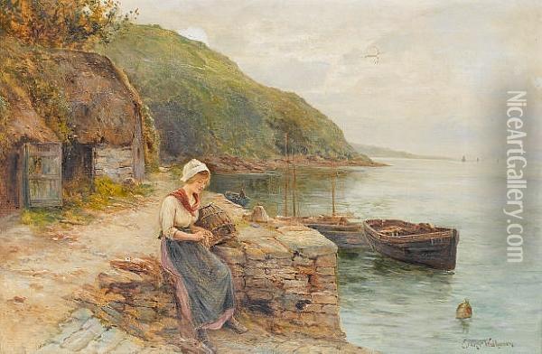 Waiting For The Catch Oil Painting - Ernst Walbourn