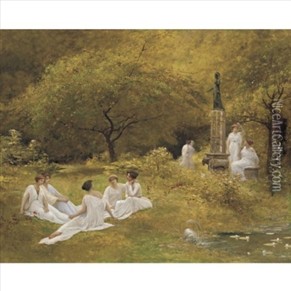 The Muses' Garden Oil Painting - Lionel Noel Royer