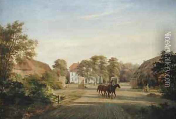 Gut Grabau near Oldesloe Oil Painting - Johann Georg Haeselich