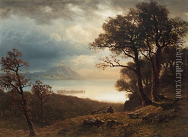 Clear Lake, California Oil Painting - Albert Bierstadt