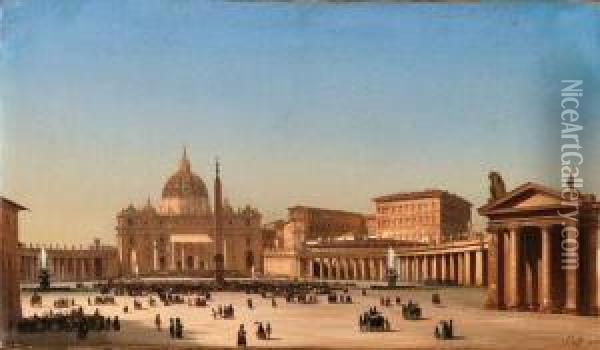 St. Peter's Cathedral, Rome Oil Painting - Ippolito Caffi