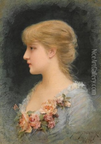 Portrait Of A Girl Oil Painting - Emile Eisman-Semenowsky