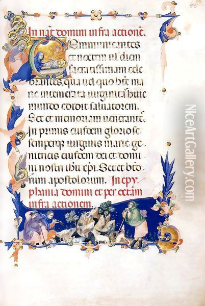 Missal (Folio 55) Oil Painting - Master of the Codex of St. George
