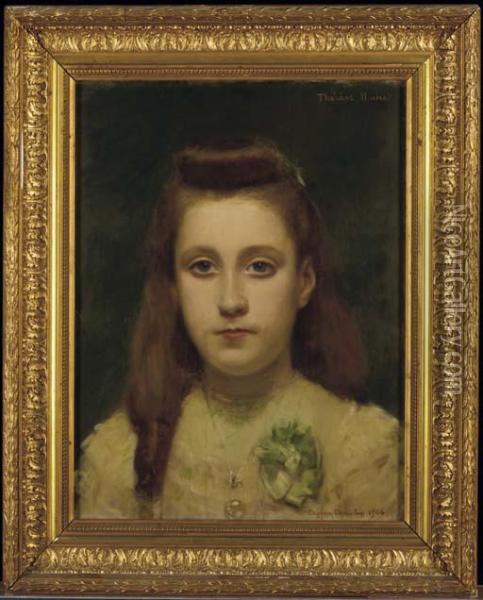 Portrait De Therese A 11 Ans Oil Painting - Marie Rose Marguerite Cayron Vasselon
