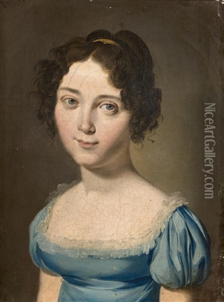 Jeune Fille En Robe Bleue Oil Painting - Louis Leopold Boilly
