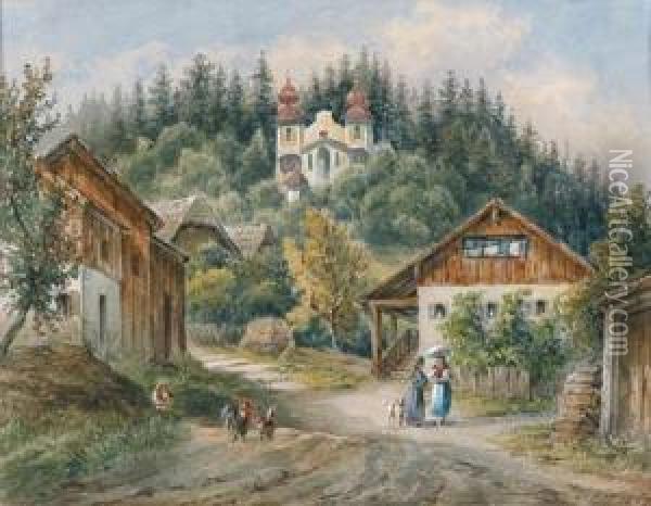 The Kalvarienberg In Bad Ischl Oil Painting - Joseph Mossmer