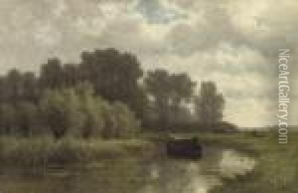 Fishing On The River Gein, Near Abcoude Oil Painting - Willem Roelofs