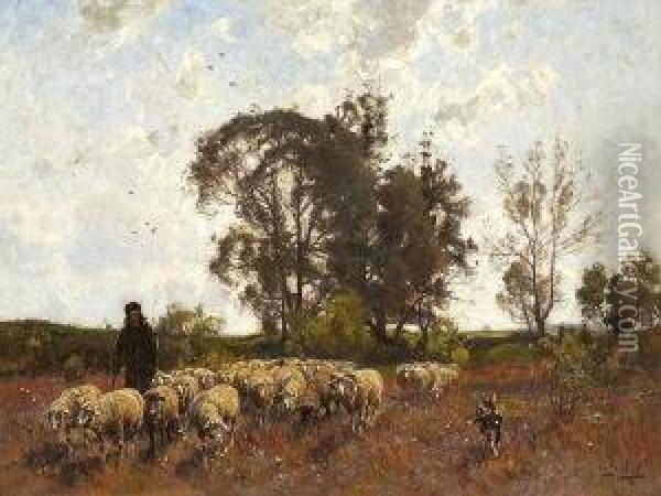 Schafer Mit Herde Oil Painting - Otto Struttzel
