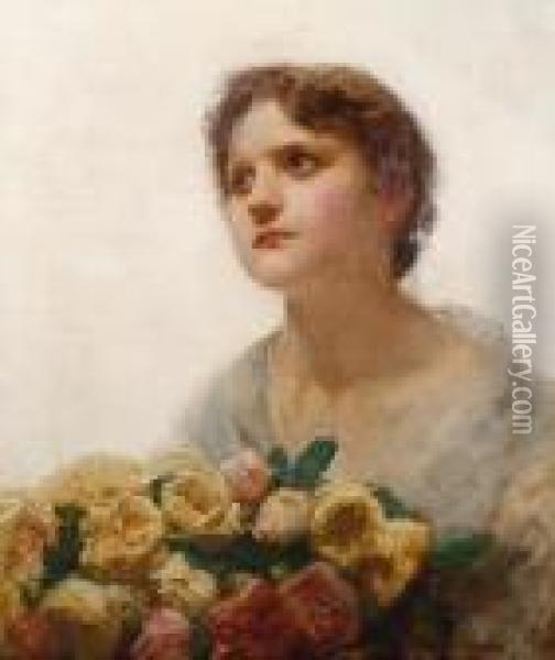 The Rose Girl Oil Painting - Alfred Edward Emslie