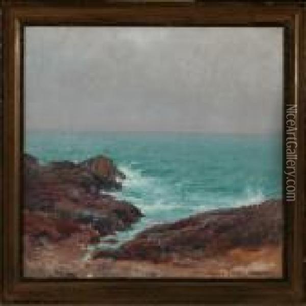 View From The French Coast By St. Guenole Oil Painting - Peder Knudsen