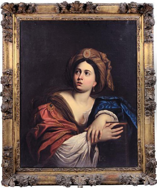 A Sybil Oil Painting - Domenico Zampieri (Domenichino)
