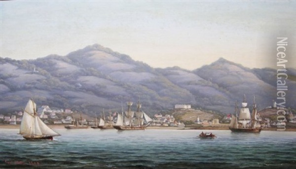 Shipping Off Charlotte Amalie In The Danish West Indies Oil Painting - Carl Ludwig Bille