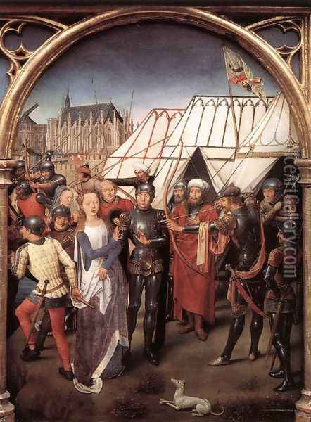 St Ursula Shrine- Martyrdom (scene 6) 1489 Oil Painting - Hans Memling