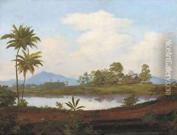 A view in West Java Oil Painting - Jacob Dirk Van Herwerden