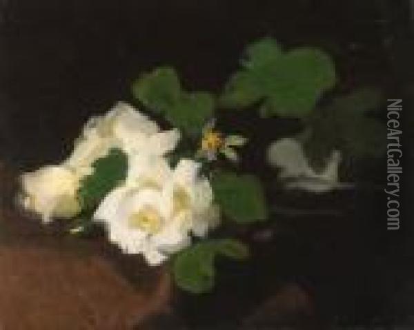 Sill Life With White Roses Oil Painting - James Stuart Park