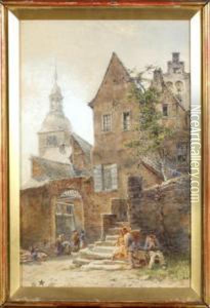 Old Houses By The Moselle Oil Painting - James Whaite