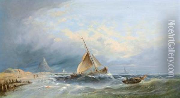 Fishermen By The Coast Oil Painting - William Harry Williamson