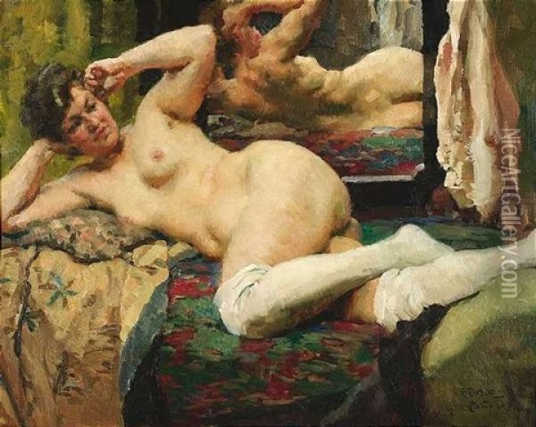 Liegender Frauenakt Oil Painting - Paul Paede