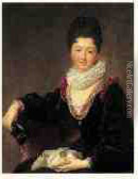 Portrait Presume De Madame Pelletier Des Forts Oil Painting - Jean-Baptiste Santerre