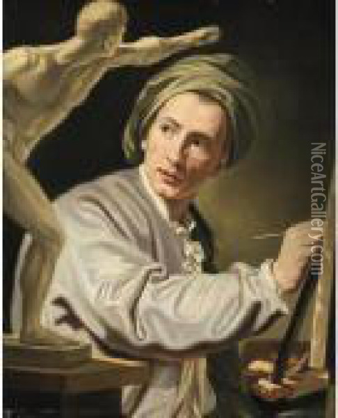 Ritratto Del Pittore David Allan Oil Painting - Domenico Corvi