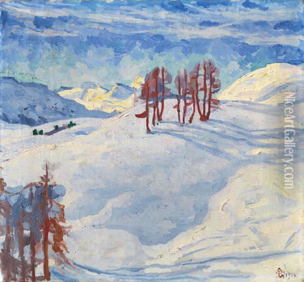 Paesaggio D'inverno - Winterlandschaft In Der Oberalpina Oil Painting - Giovanni Giacometti