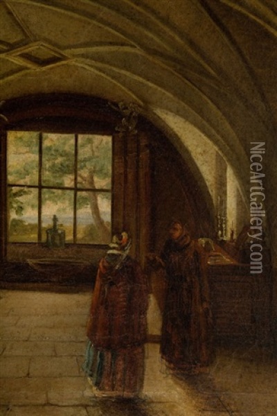 Interior Of Sacristy Of St. Anna's Church In Warsaw Oil Painting - Marcin Zaleski