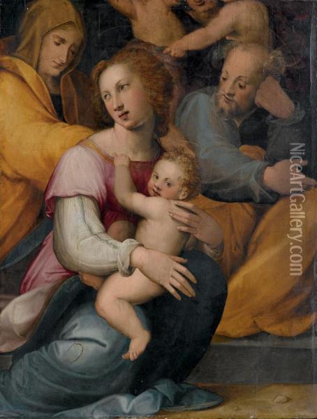 Sacra Famiglia Con Sant'anna Oil Painting - Francesco Brini Active Florence