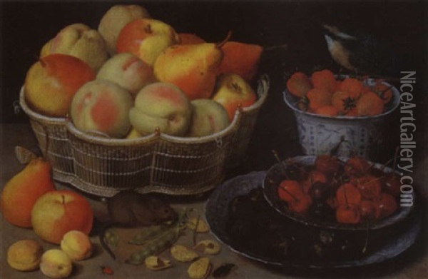 Stilleben Mit Obst, Maus Und Eisvogel Oil Painting - Georg Flegel